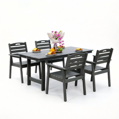 HDPE Outdoor Patio Dining Set with Table and Four Chairs