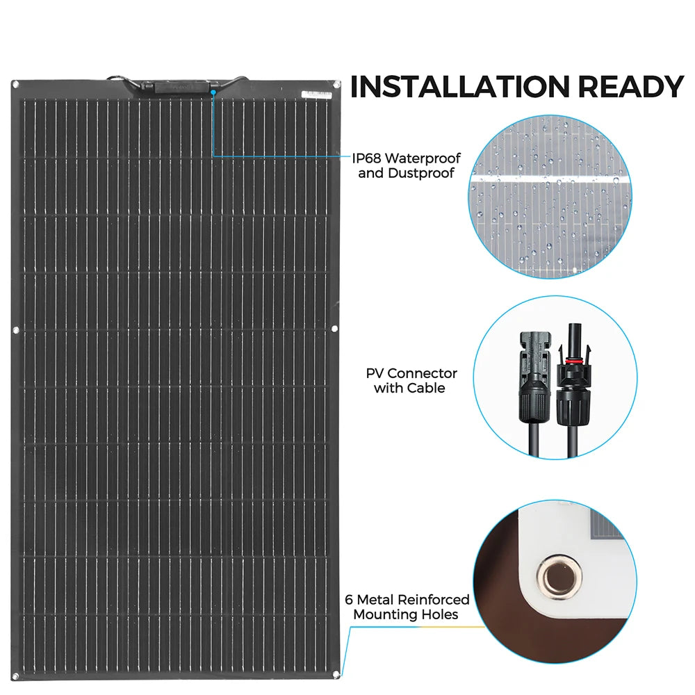 Flexible Solar Panel or Monocrystalline Solar Battery Charger Kit Off- Grid System 1000W, 600W,400W,200W,100W