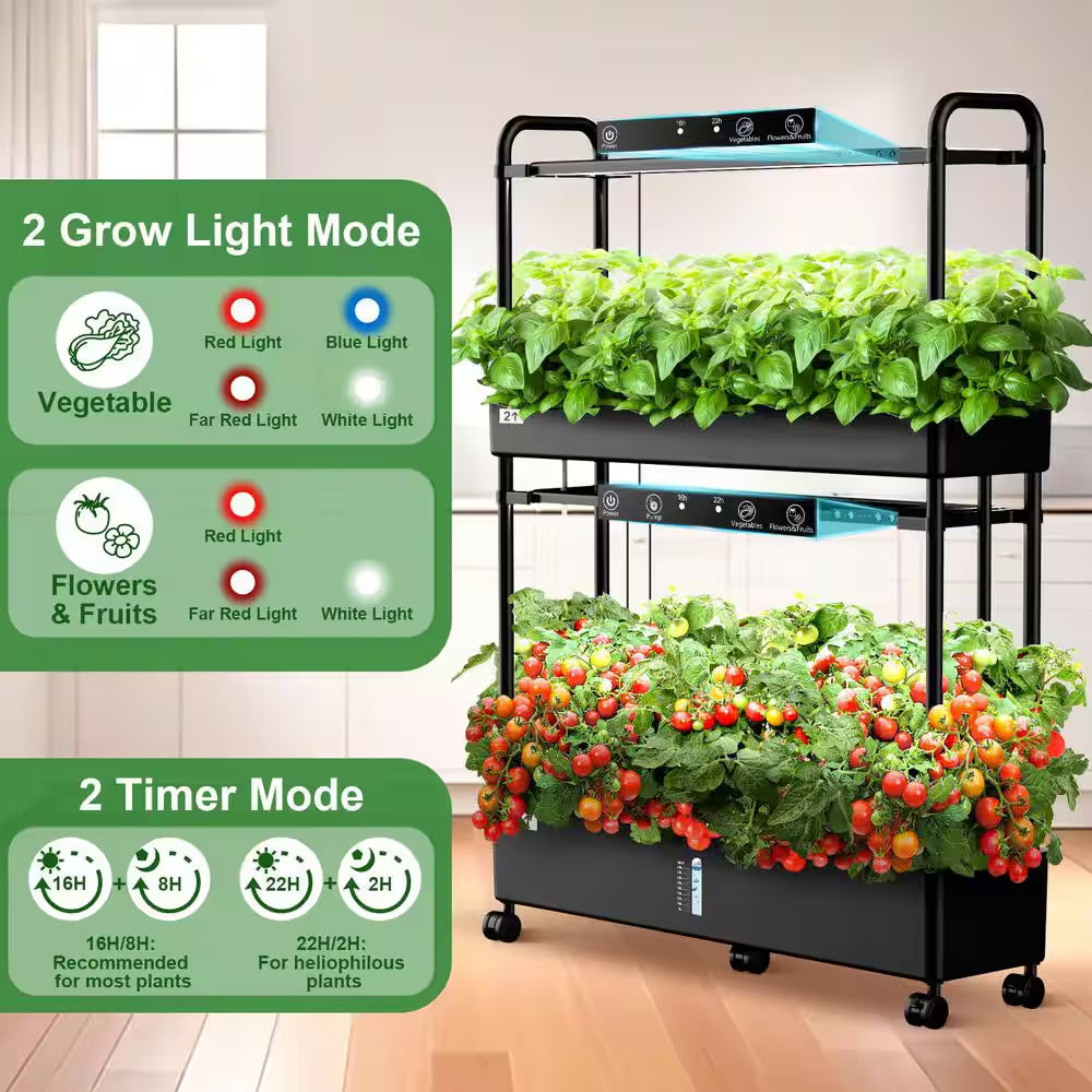 60 Pod Vertical Hydroponic Garden Kit with 2 Light Modes, Auto Circulating Water System, 32L Indoor Gardening System