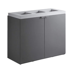 86-Gallon Heavy-Duty Commercial Steel Three-Stream Trash Can Cabinet (SAK80591)