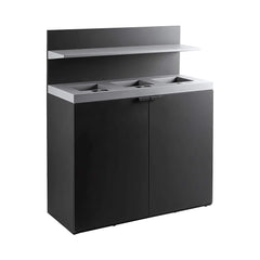 86-Gallon Heavy-Duty Commercial Steel Three-Stream Trash Can Cabinet With Tray Holder (SAK31860)