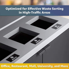 86-Gallon Heavy-Duty Commercial Steel Three-Stream Trash Can Cabinet With Tray Holder (SAK31860)