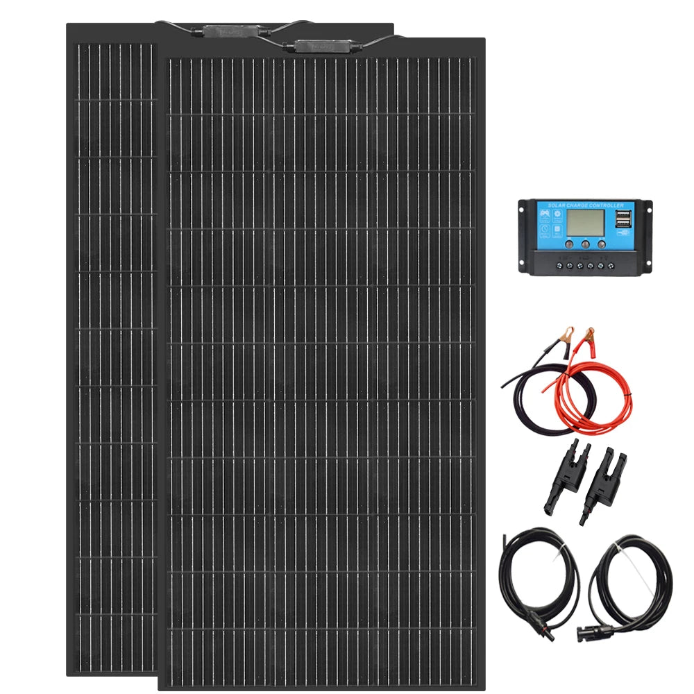 12V Flexible Solar Panel Kit Monocrystalline Solar Cell 50W 100W 120W 240W PV for Home RV & Boat Solar Power China Drop Shipping