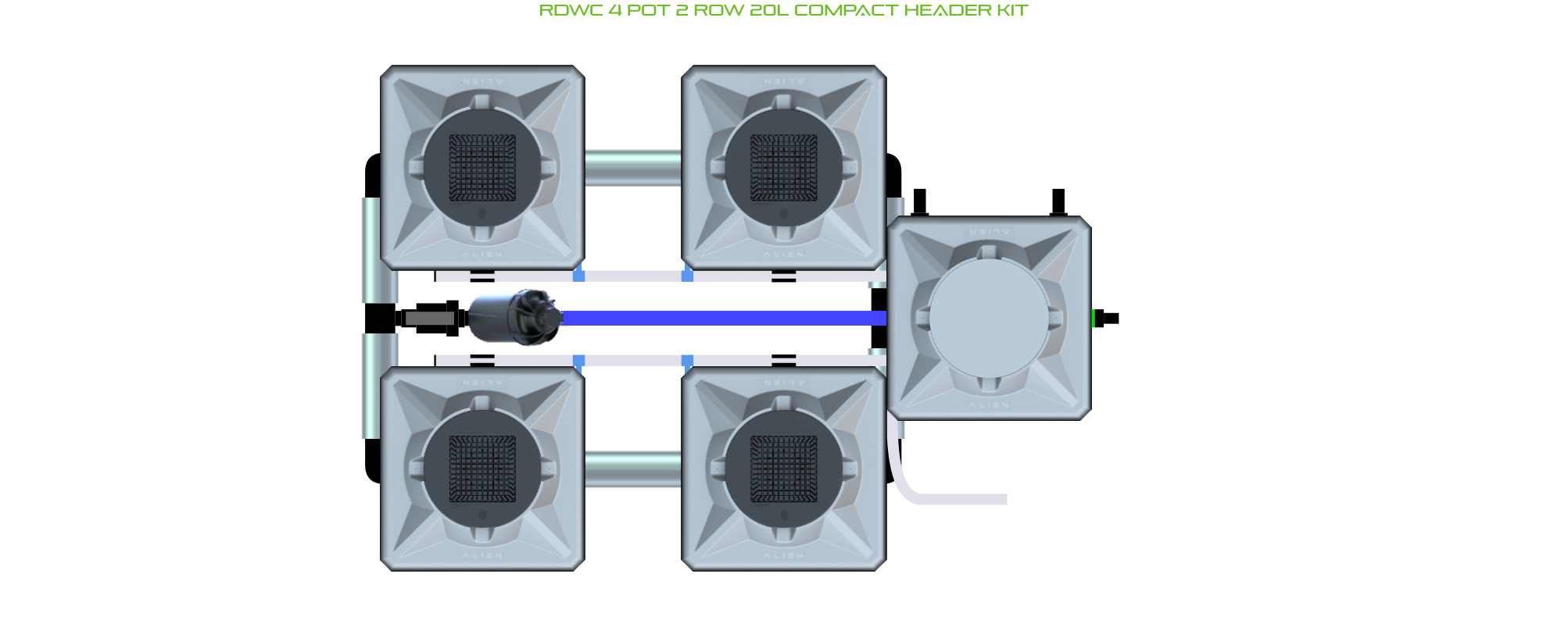 Alien Hydroponics RDWC 4 Pot 2 Row 20L Kit