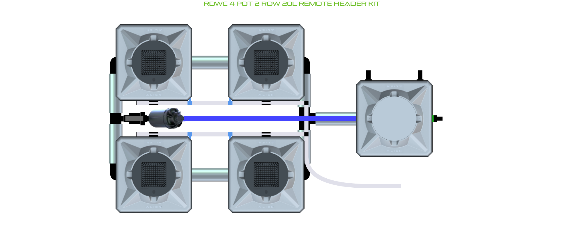 Alien Hydroponics RDWC 4 Pot 2 Row 20L Kit