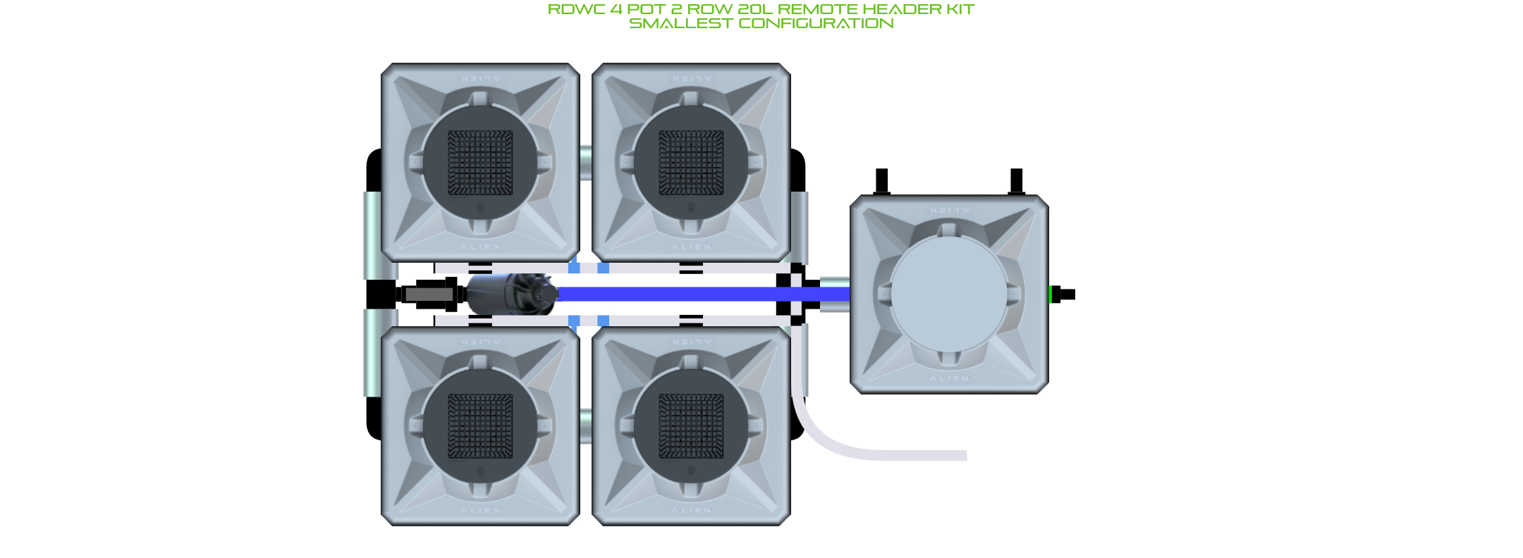 Alien Hydroponics RDWC 4 Pot 2 Row 20L Kit