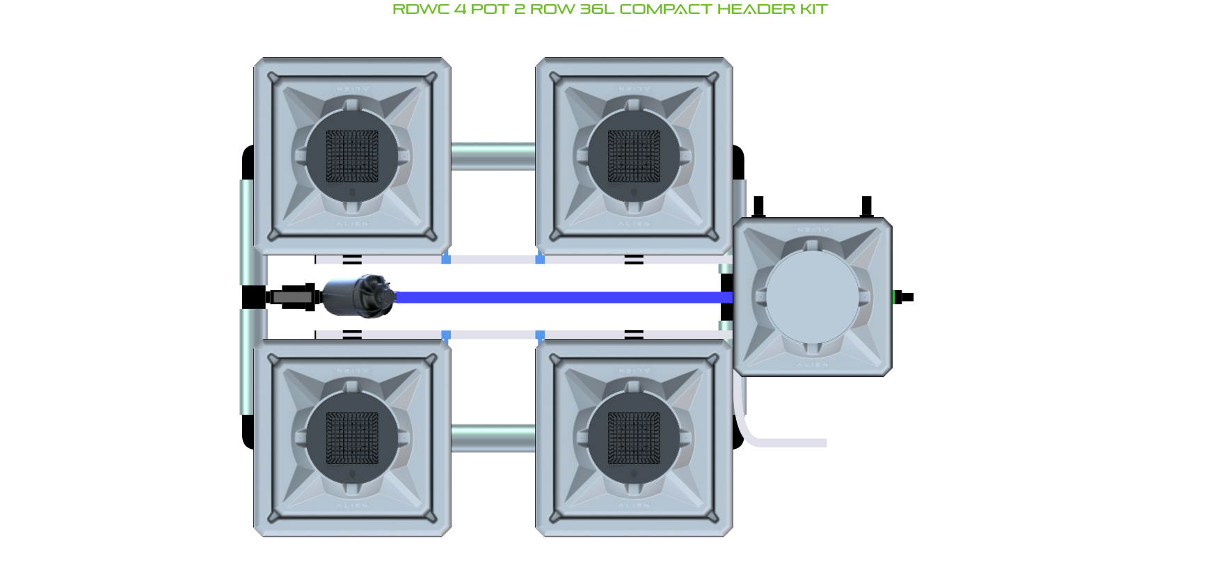 Alien Hydroponics RDWC 4 Pot 2 Row 20L Kit