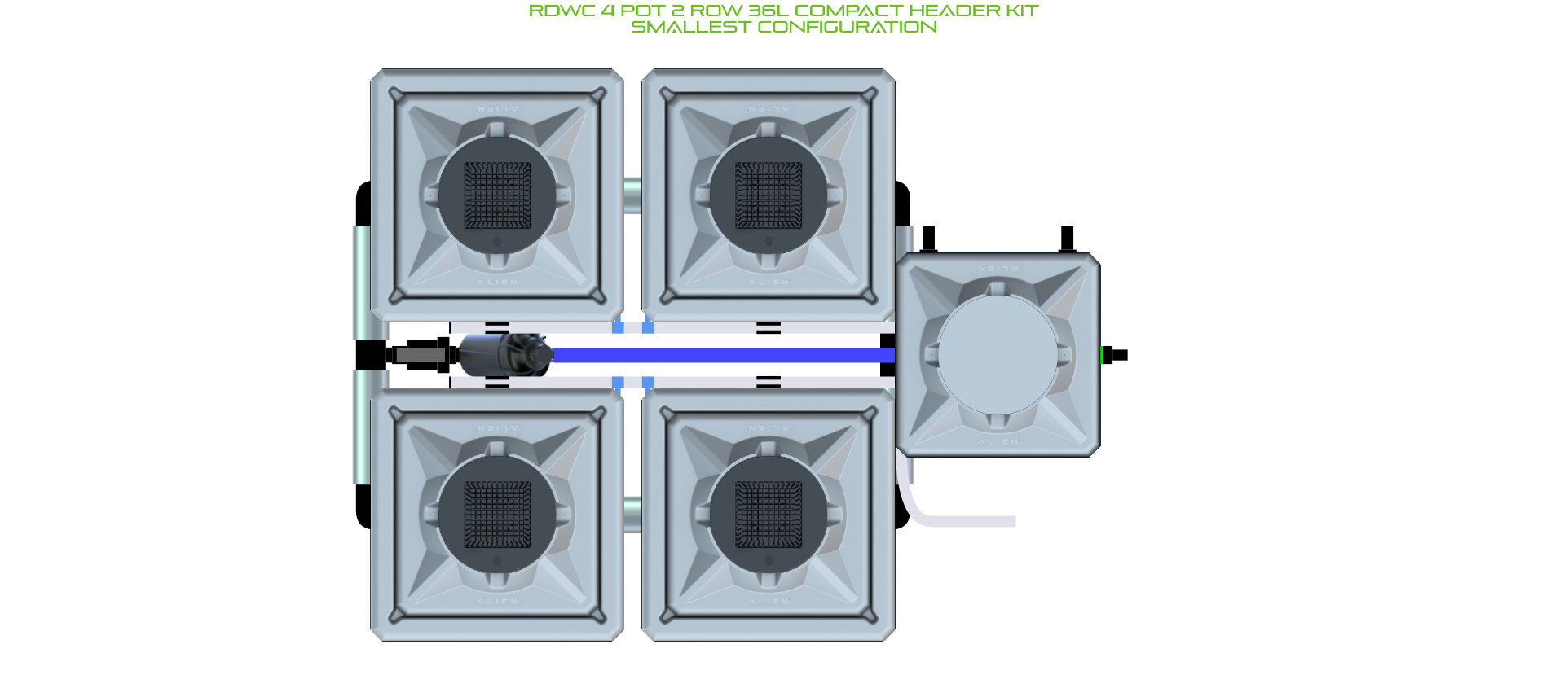 Alien Hydroponics RDWC 4 Pot 2 Row 20L Kit