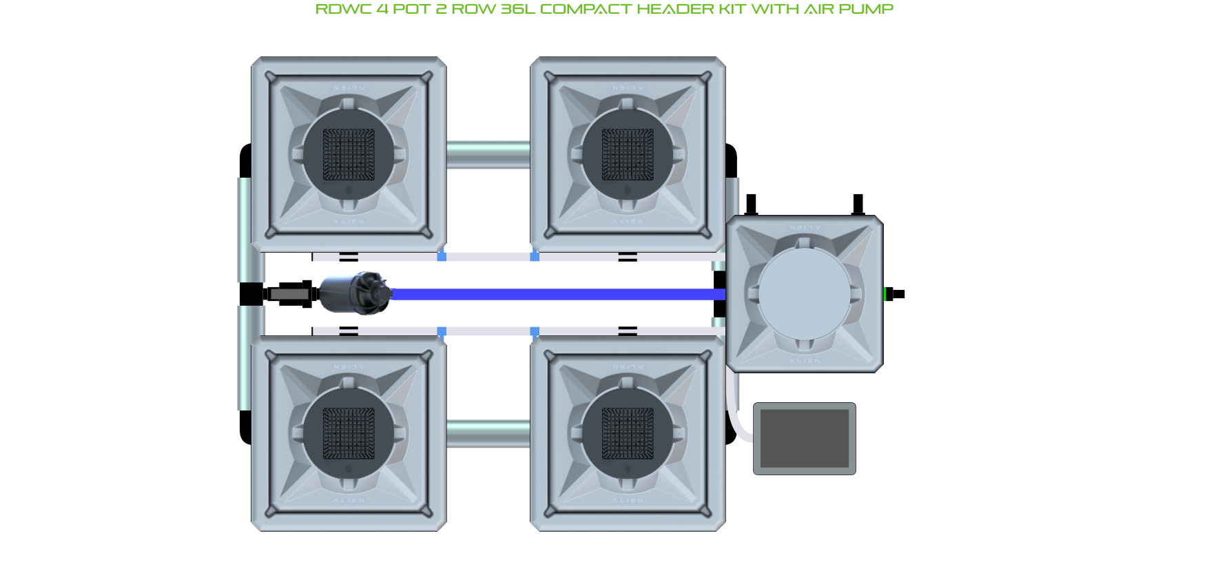 Alien Hydroponics RDWC 4 Pot 2 Row 20L Kit