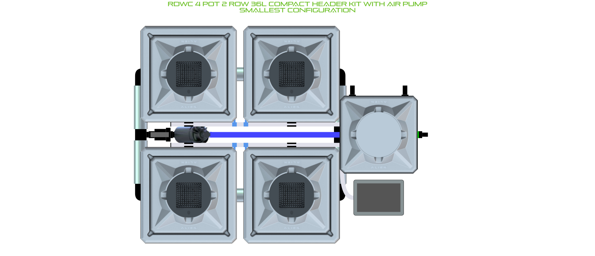 Alien Hydroponics RDWC 4 Pot 2 Row 20L Kit