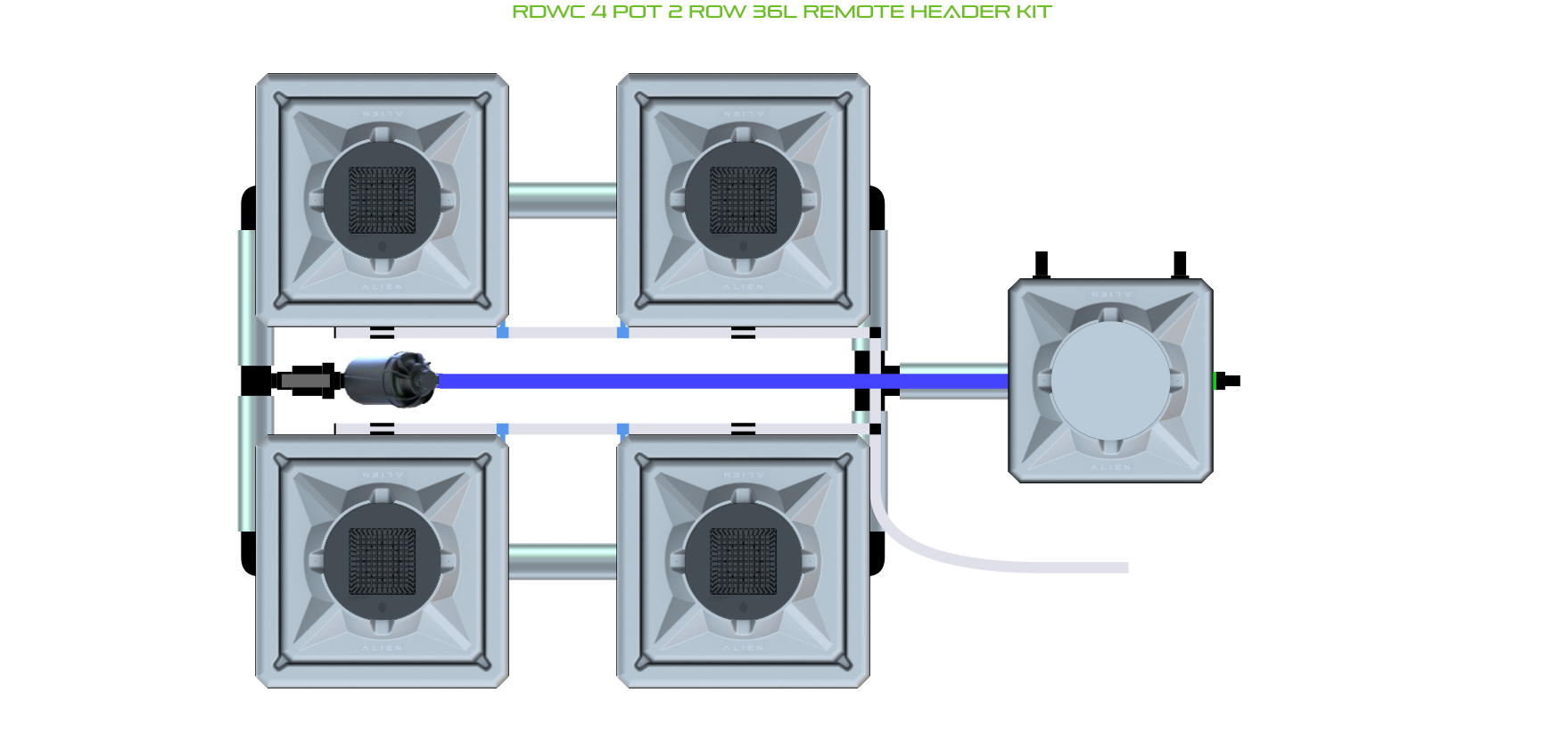 Alien Hydroponics RDWC 4 Pot 2 Row 20L Kit