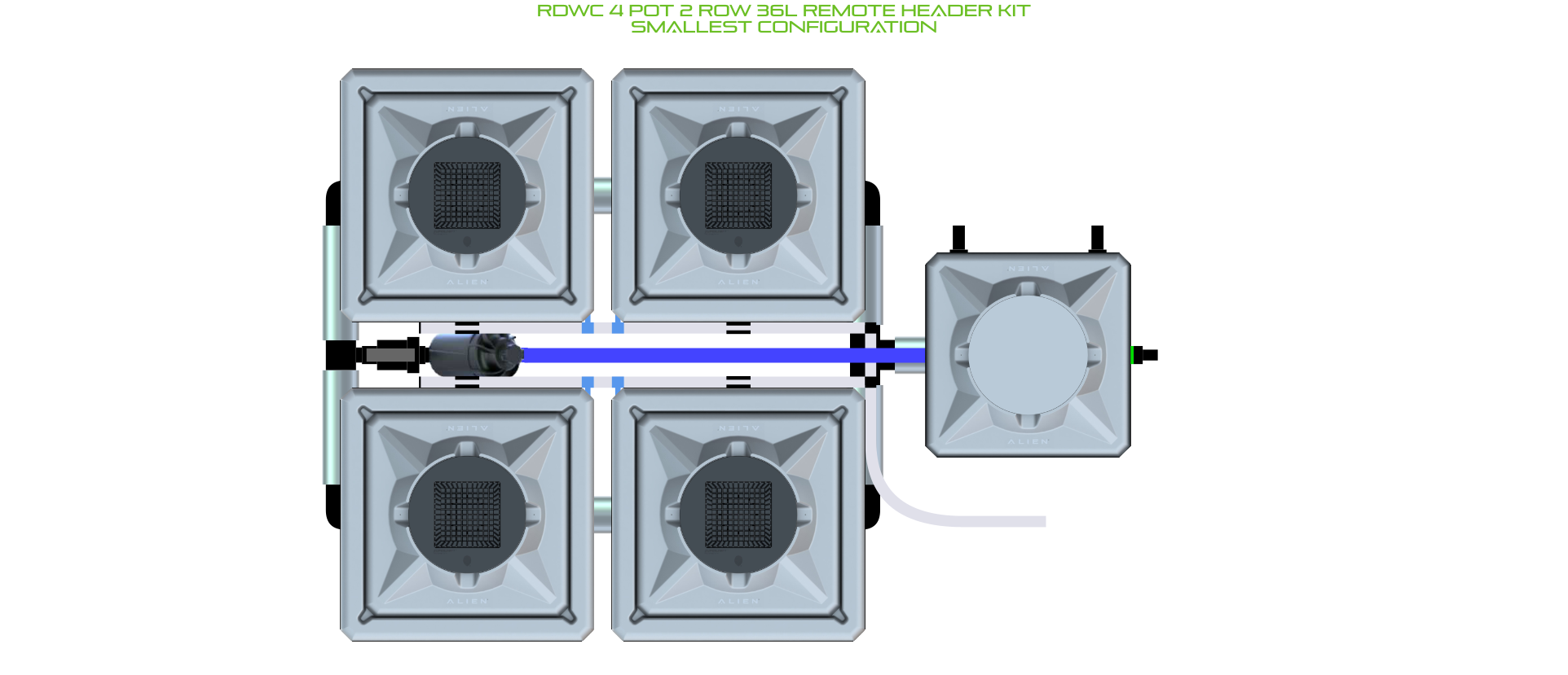 Alien Hydroponics RDWC 4 Pot 2 Row 20L Kit