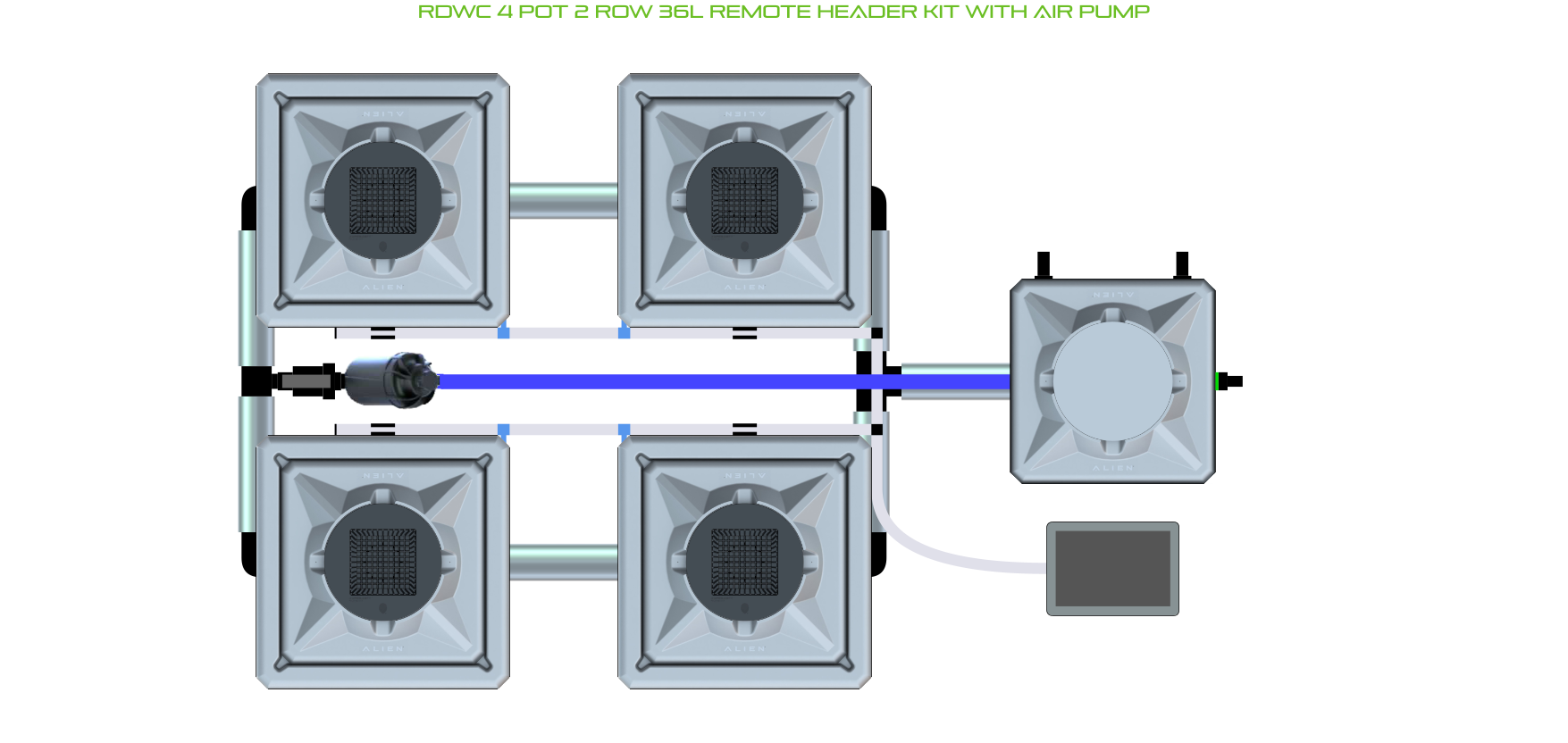 Alien Hydroponics RDWC 4 Pot 2 Row 20L Kit