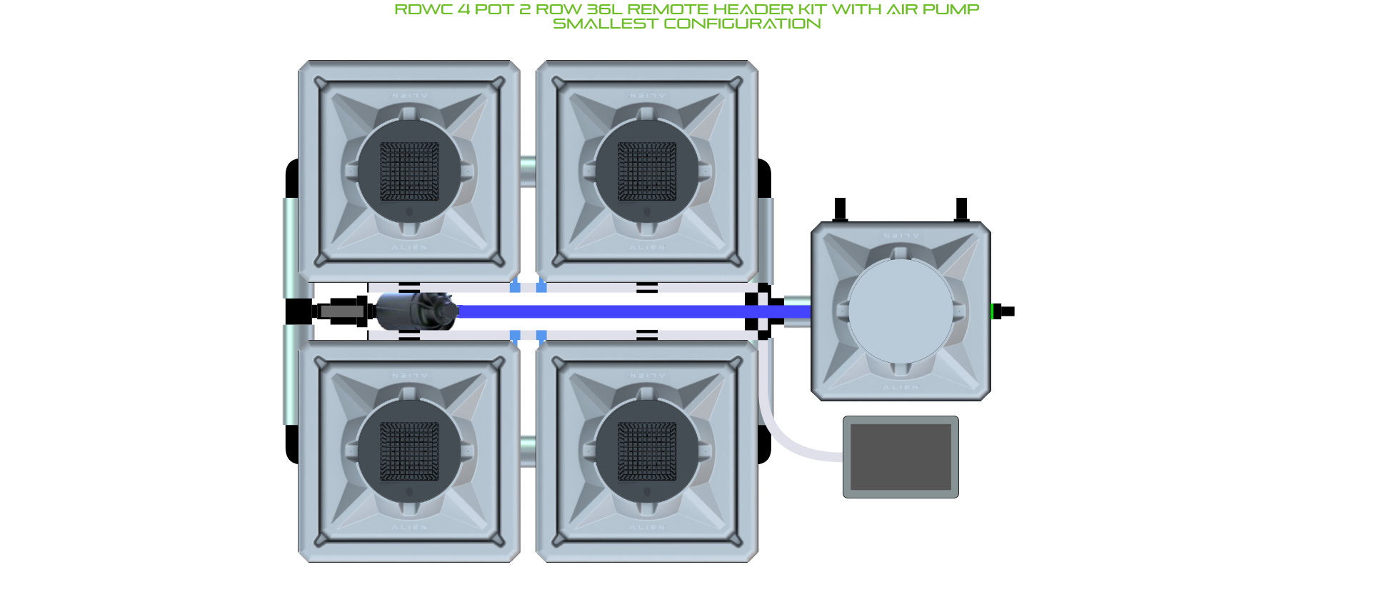 Alien Hydroponics RDWC 4 Pot 2 Row 20L Kit