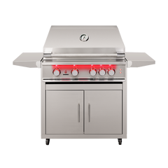 TrueFlame 32-Inch 4-Burner Freestanding Gas Grill with Rear Infrared Burner and Grill Lights