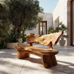 Coastline Drift Handcrafted Solid Wood Outdoor Bench