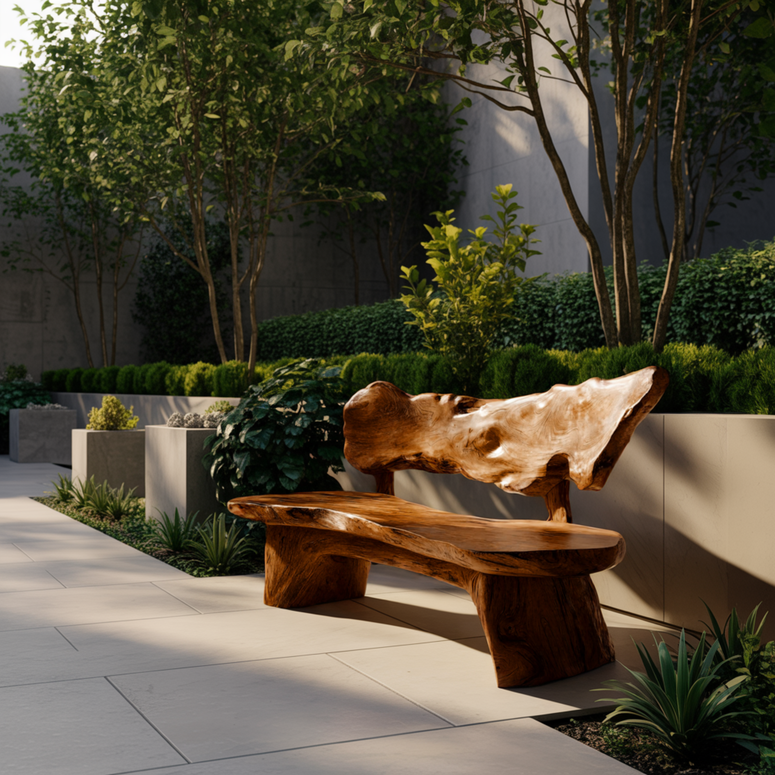 Coastline Drift Handcrafted Solid Wood Outdoor Bench