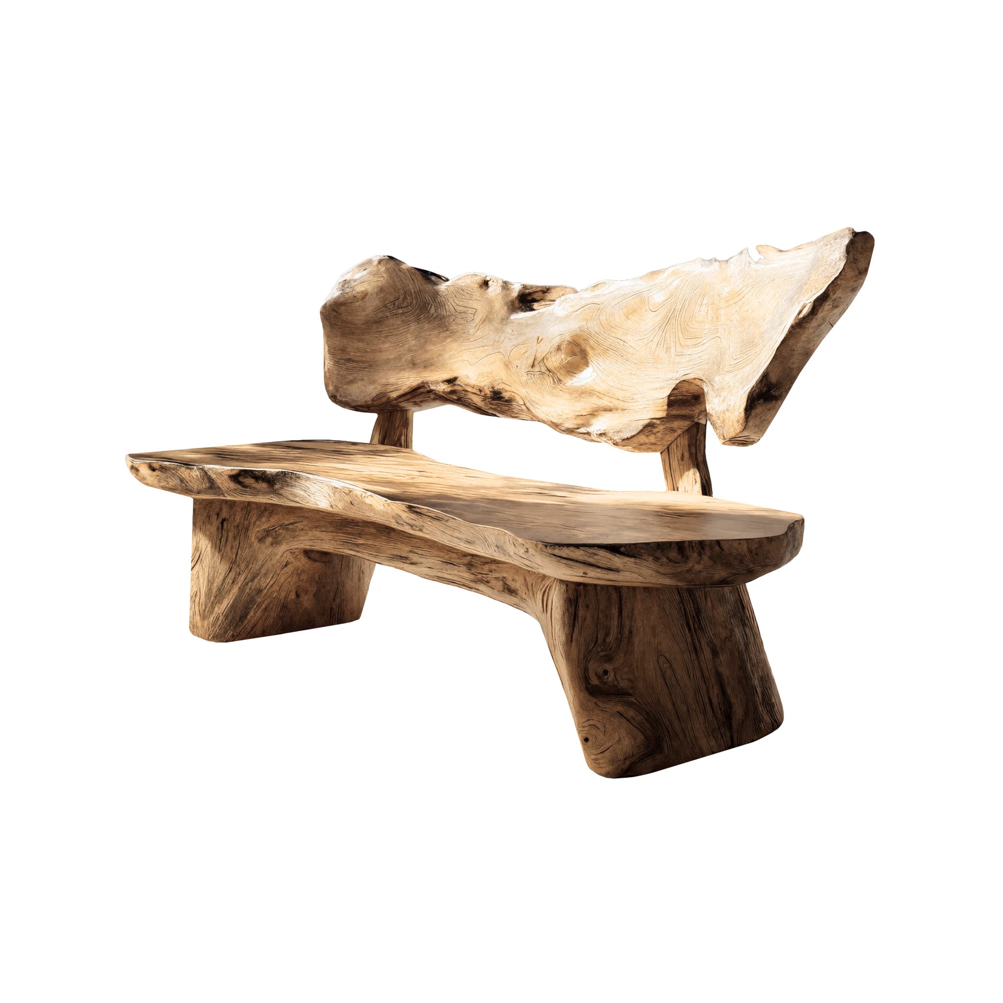 Coastline Drift Handcrafted Solid Wood Outdoor Bench