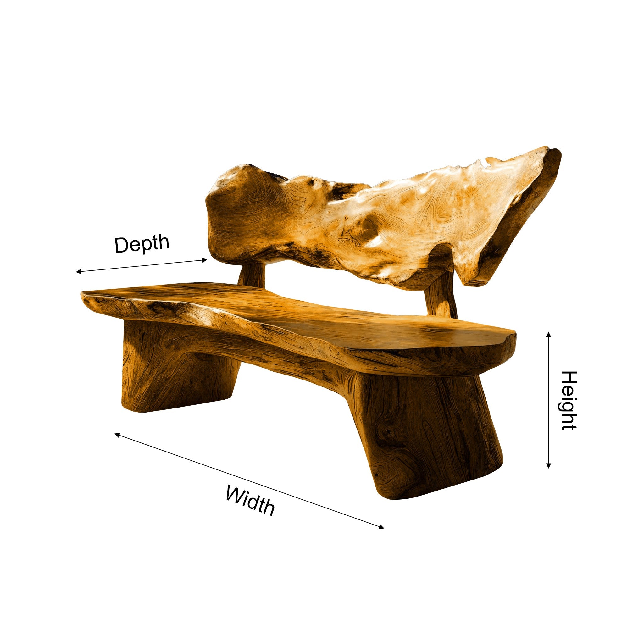 Coastline Drift Handcrafted Solid Wood Outdoor Bench