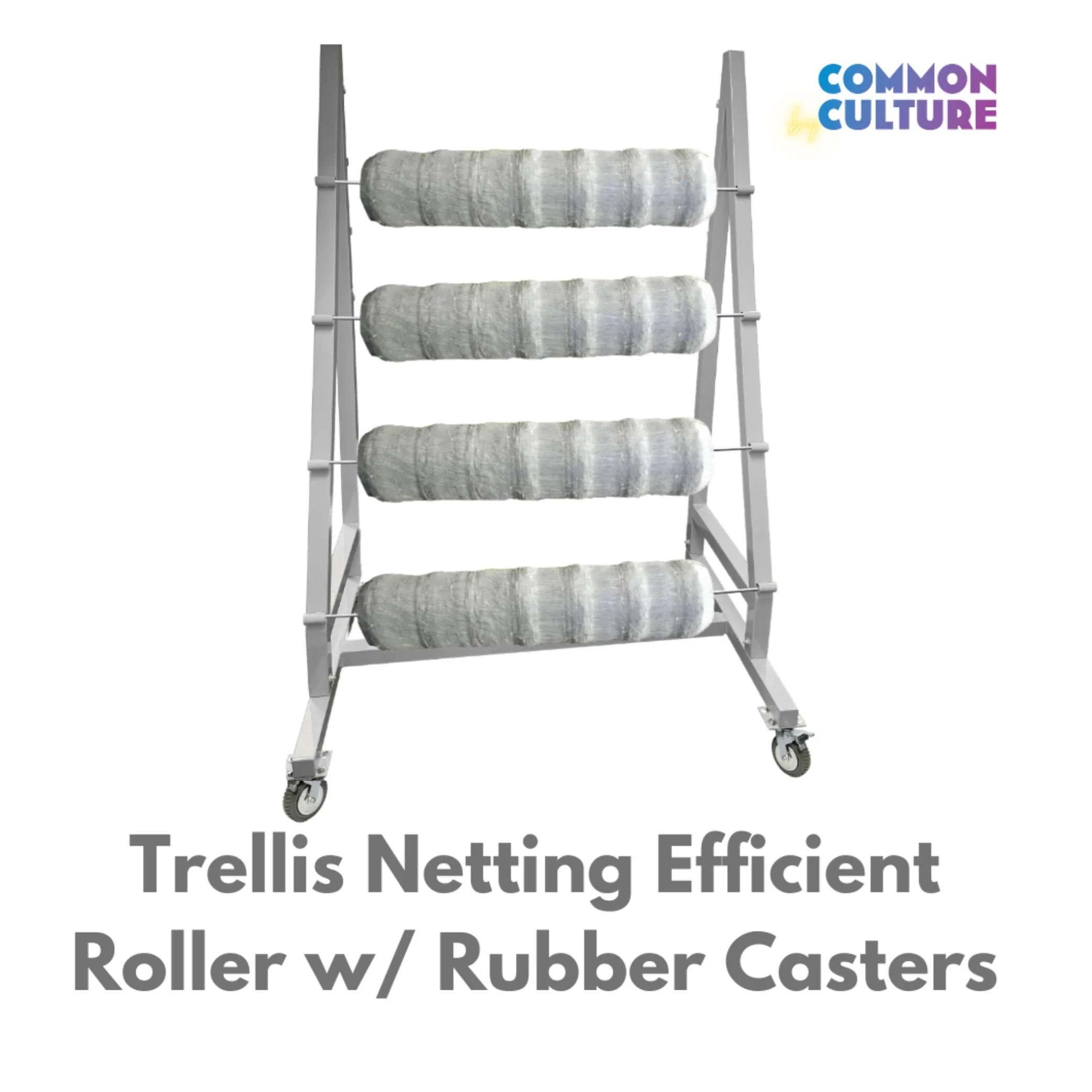 Trellis Slayer 9000 Trellis Mover by Common Culture - White Powder Coated w/ 6" Rubber Casters - 4 Rolls Capacity