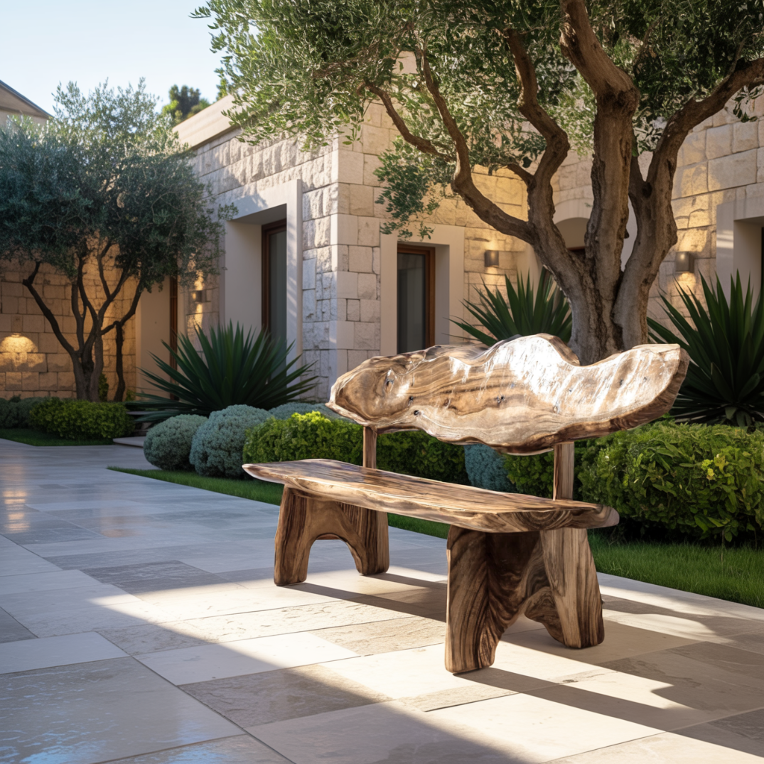 Crestwave Live Edge Solid Wood Outdoor Bench