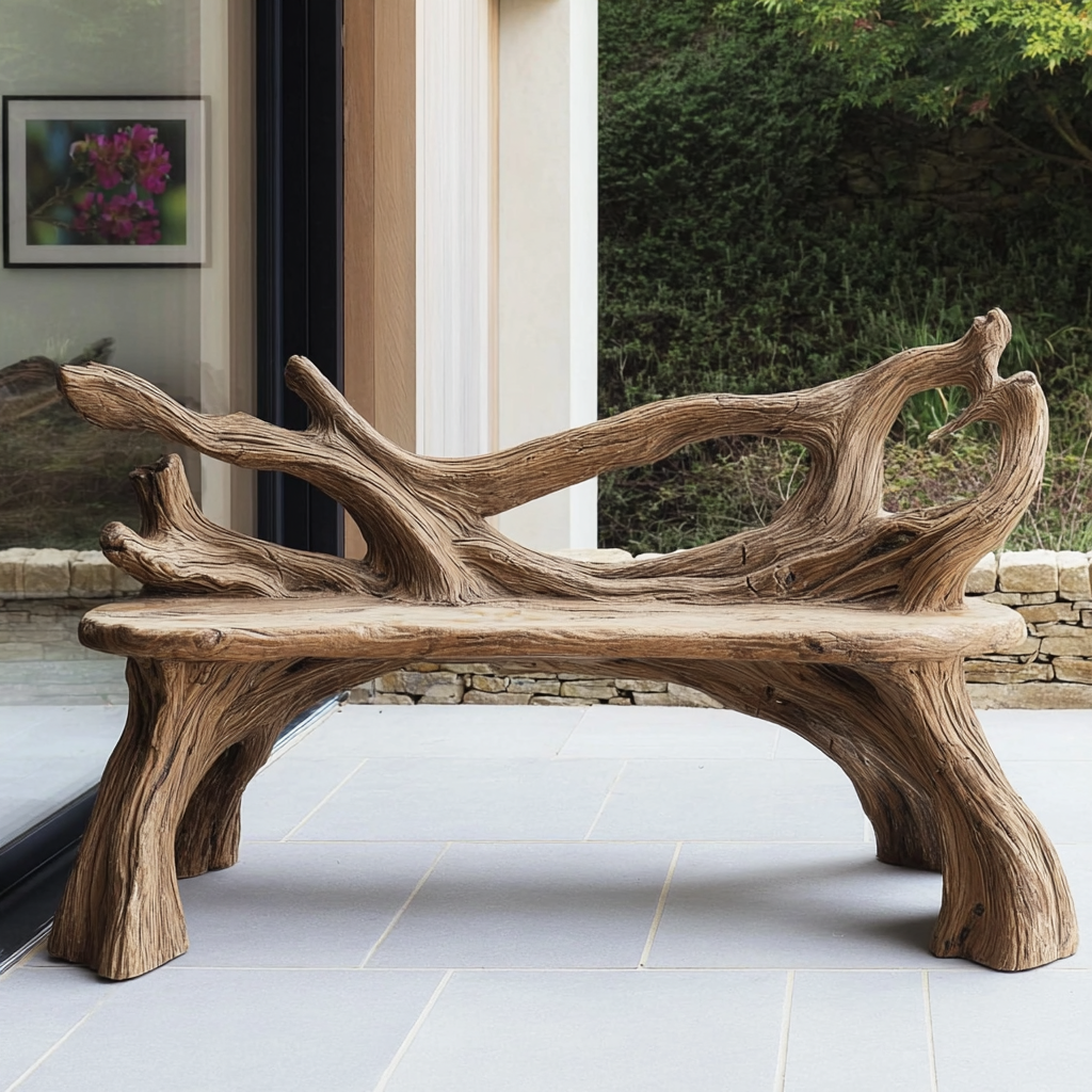 Driftwood Grove Handcrafted Live Edge Outdoor Bench