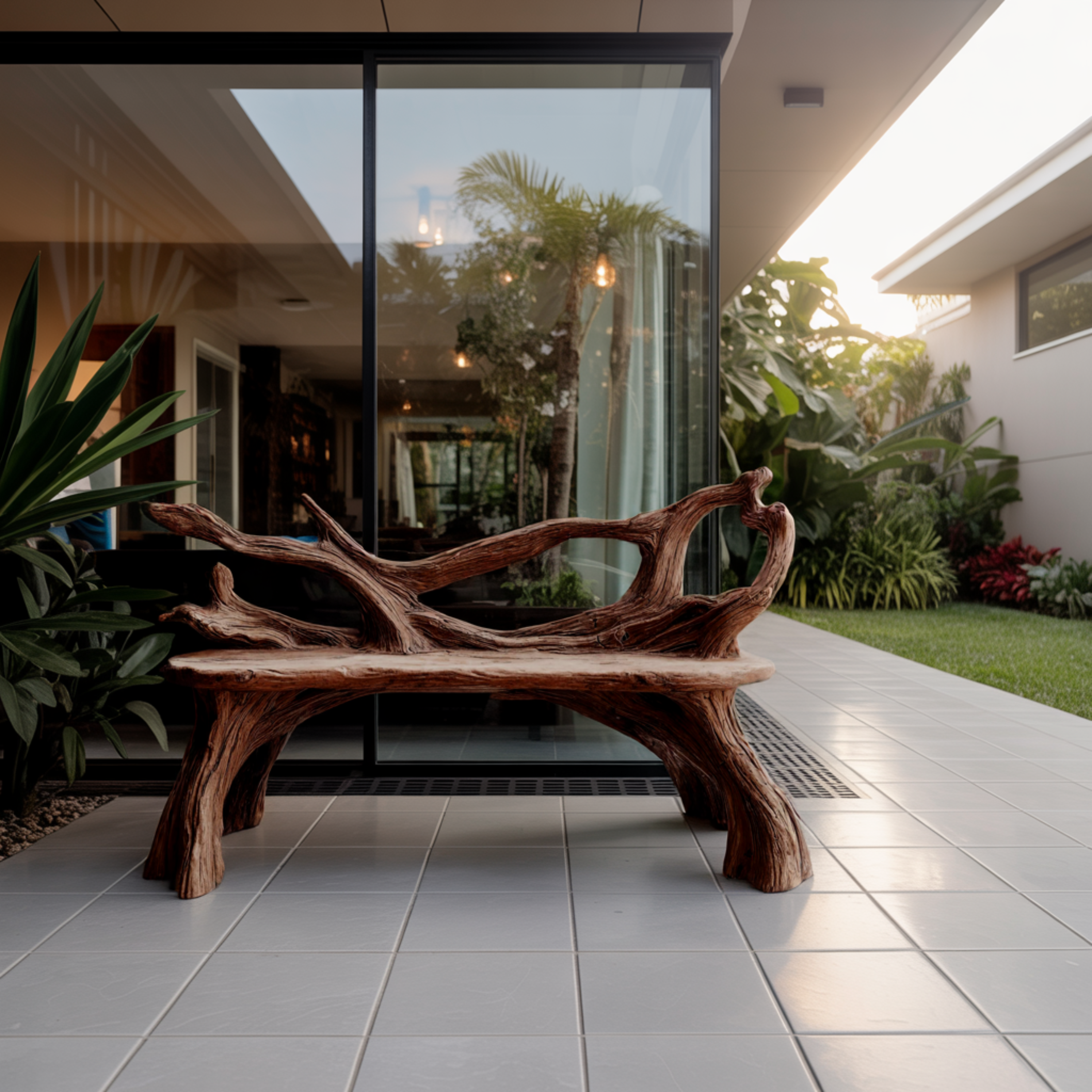 Driftwood Grove Handcrafted Live Edge Outdoor Bench