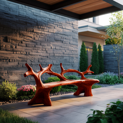 Elmwave Handcrafted Live Edge Outdoor Bench