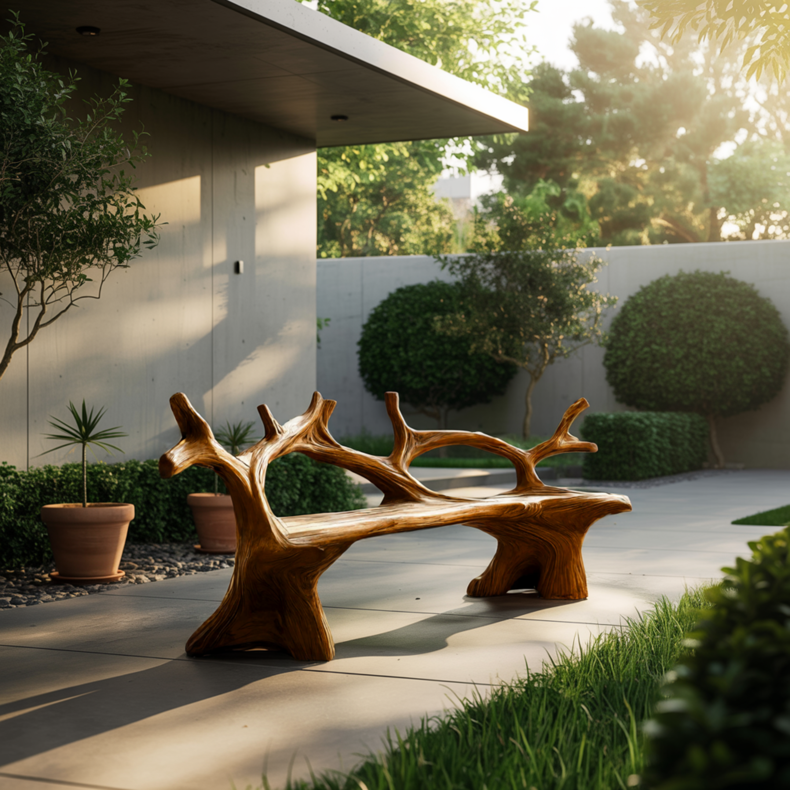 Elmwave Handcrafted Live Edge Outdoor Bench