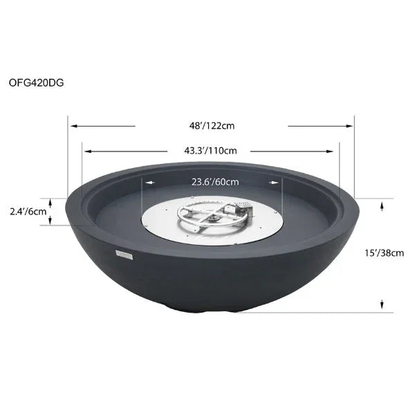 Elementi Plus Rose Bowl 48" Round Concrete Fire Bowl OFG420