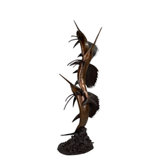 Swimming Sailfish Trio Fountain Bronze Statue