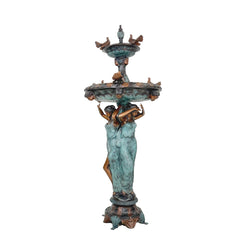 Three Grecian Ladies with Doves Bronze Tier Fountain