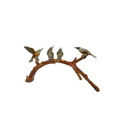Four Colorful Hummingbirds Table-top Bronze Statue