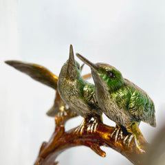 Four Colorful Hummingbirds Table-top Bronze Statue