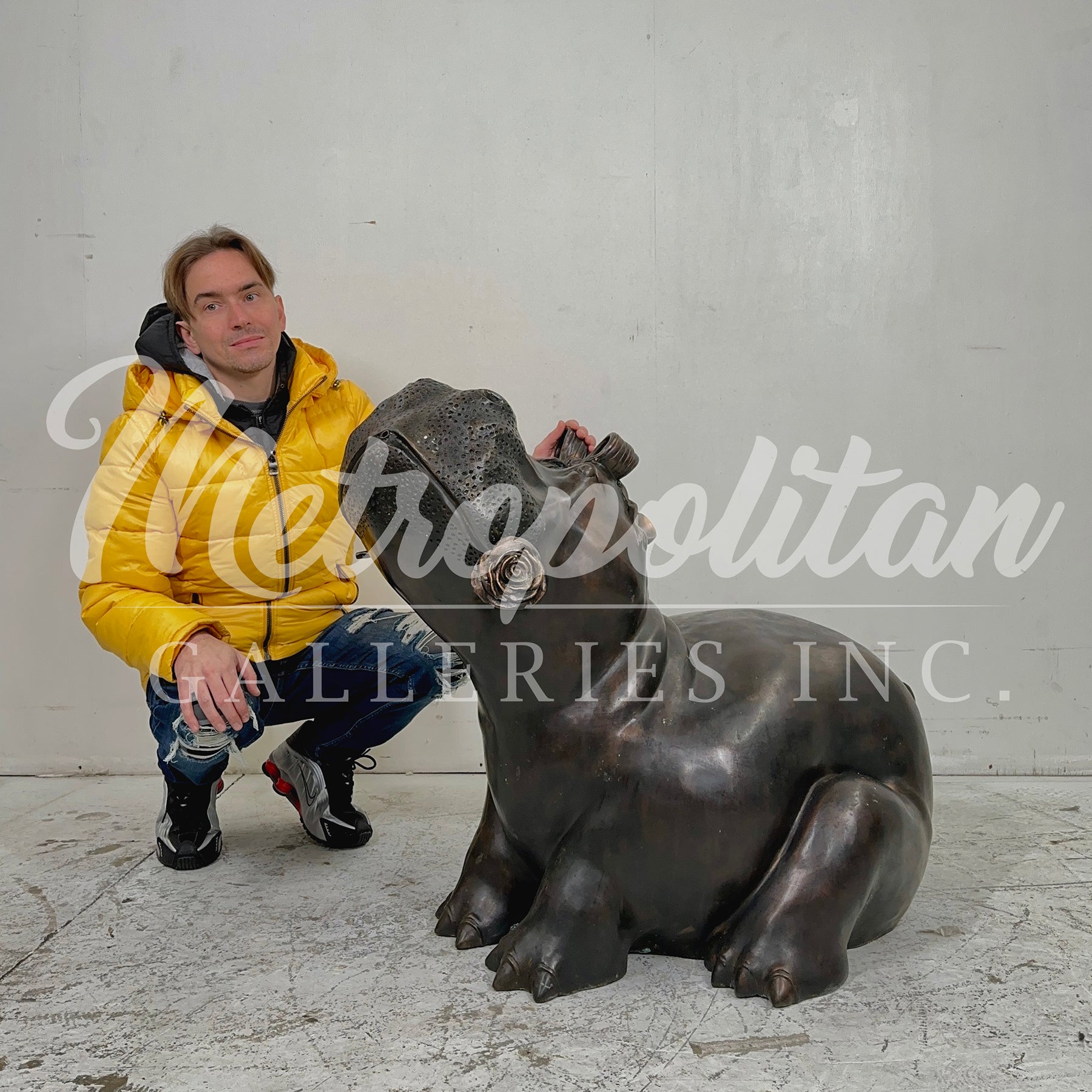 Bronze 'Princess Bella' Hippopotamus Fountain Sculpture