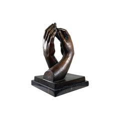 Grasping Hands Bronze Statue - Modern Tabletop Sculpture