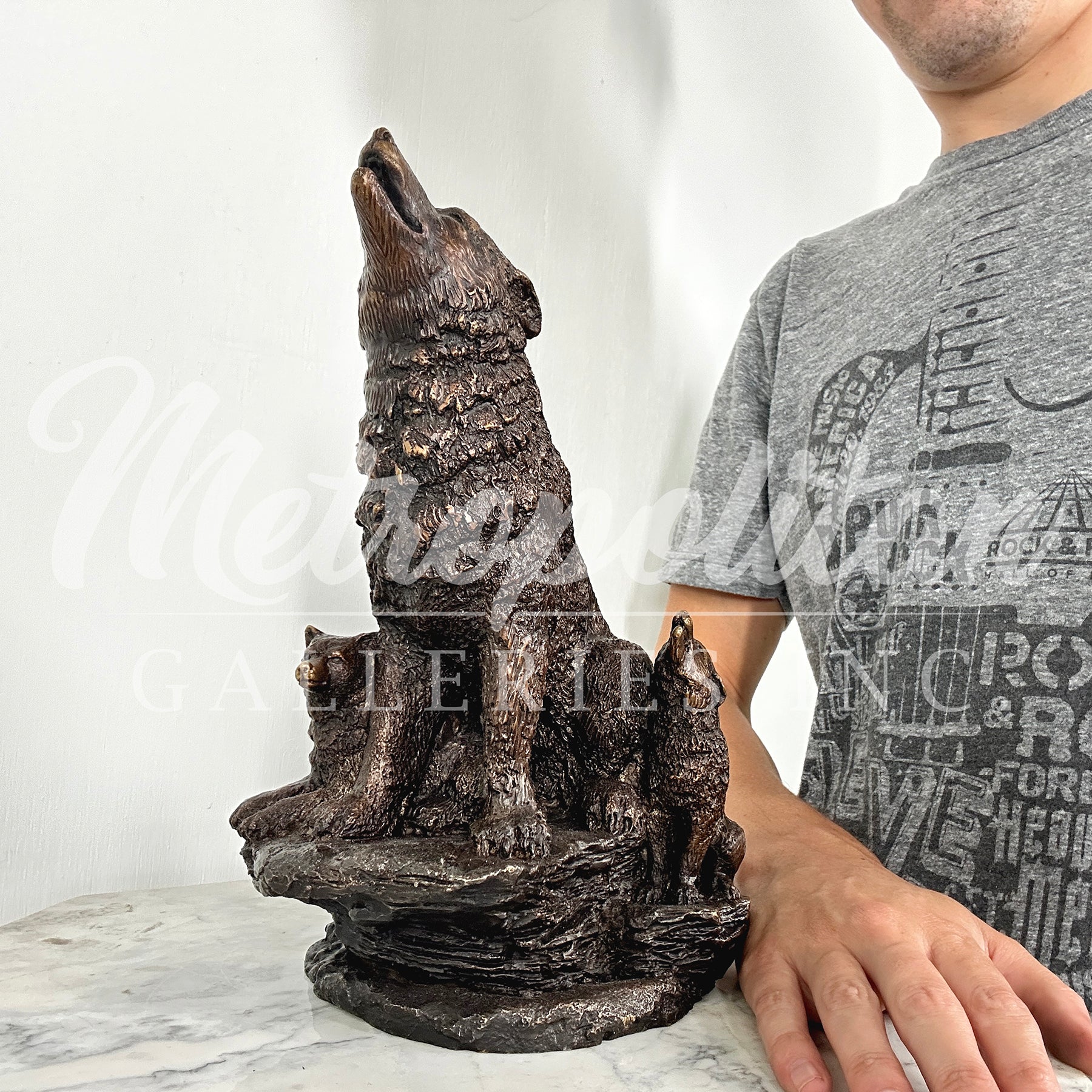 Wolf Family Bronze Statue