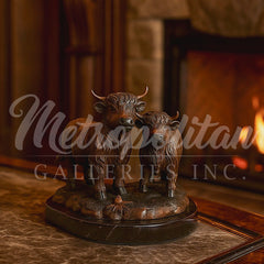 Highland Cows Table-top Bronze Statue