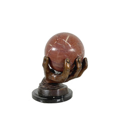Hand holding Marble Ball Table-top Bronze Statue