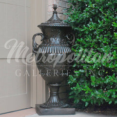 Classical Bronze Planter Urn with Lid Pair