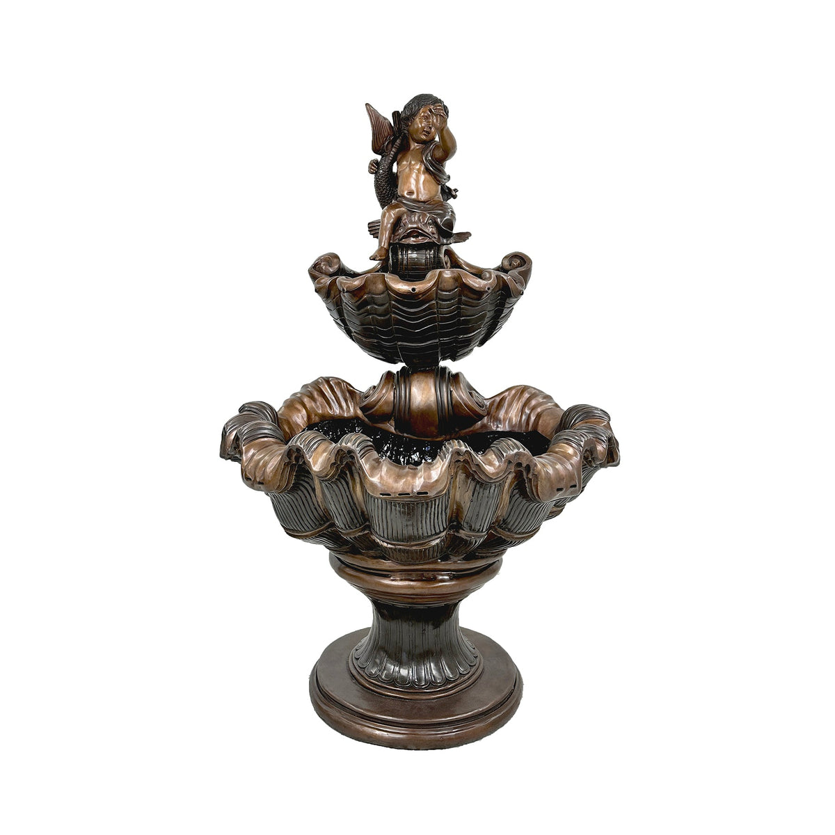 Bronze Putto on Fish Shell Fountain