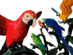 Colorful Parrots in Tree Bronze Statue