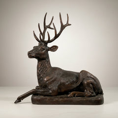 Reclining Deer Table-top Bronze Statue