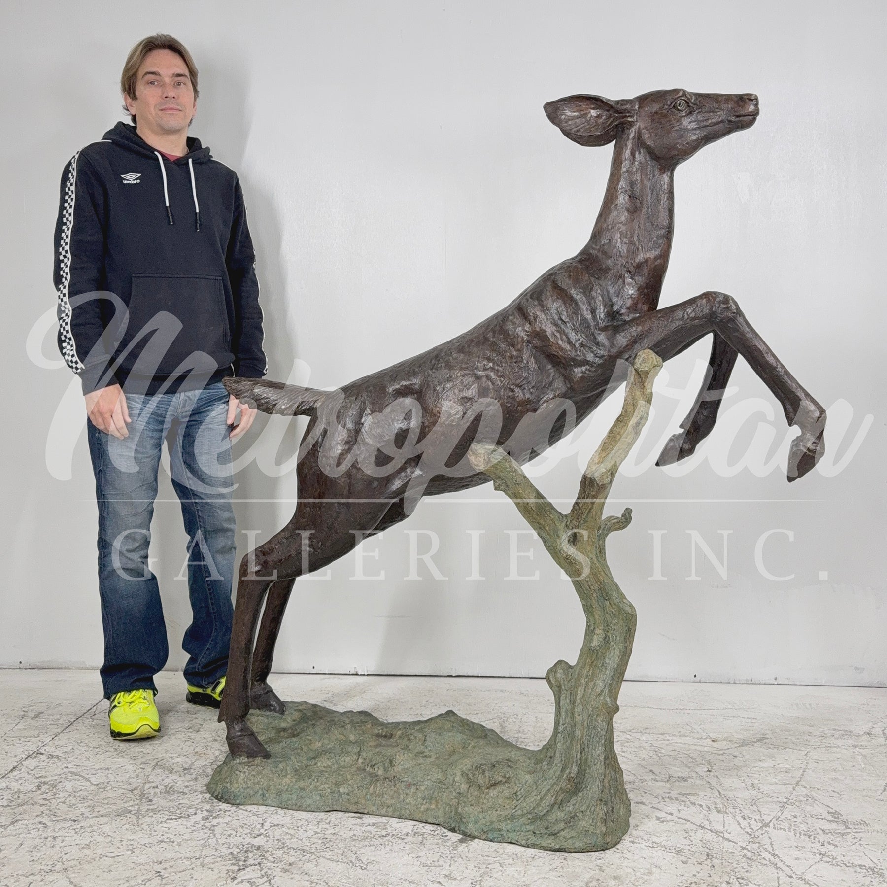 Leaping Fawn Bronze Statue
