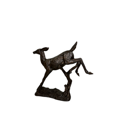 Jumping Fawn Bronze Statue