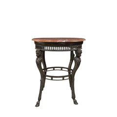 Bronze Boy Face Rams Foot Round Console Table