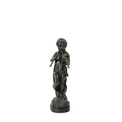Putto with Panpipes Bronze Fountain Statue