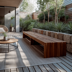 Tide Slat Solid Wood Outdoor Bench