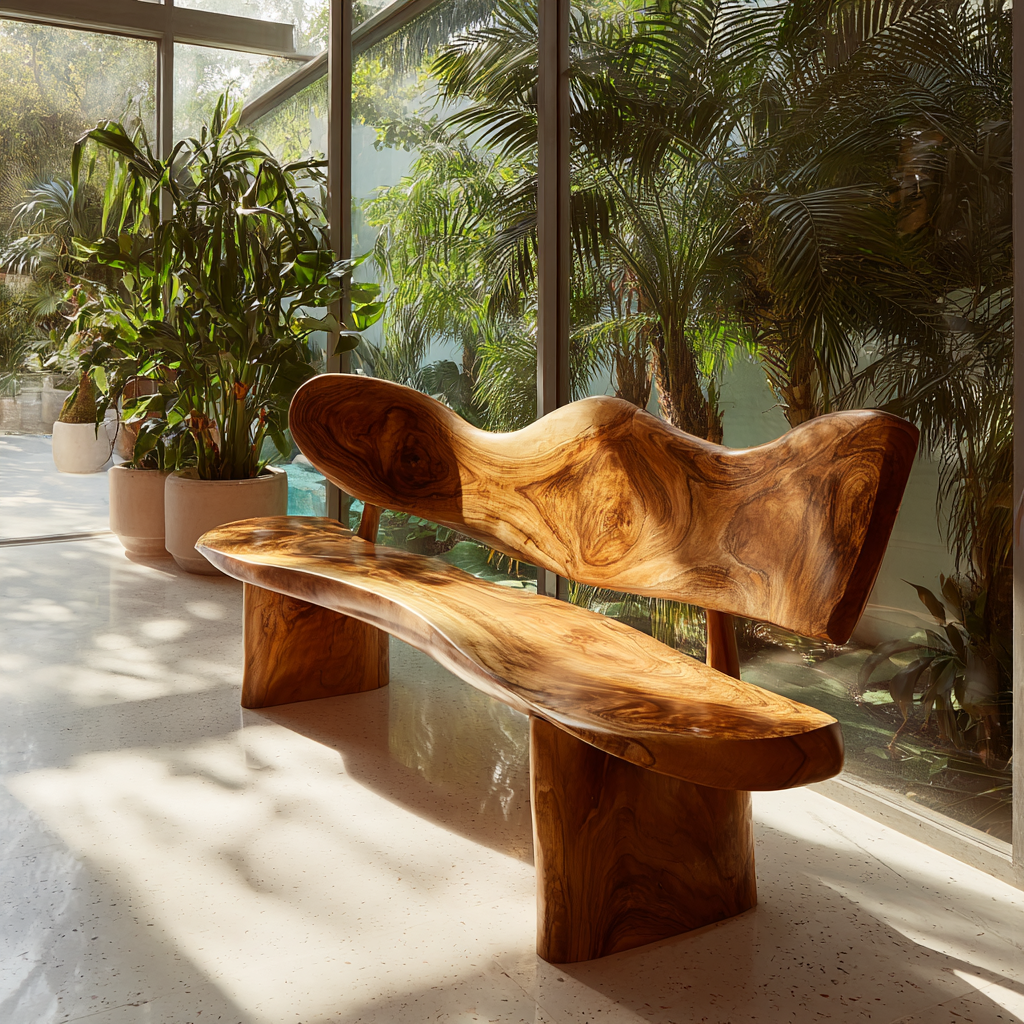 Verdura Crest Handcrafted Solid Wood Outdoor Bench