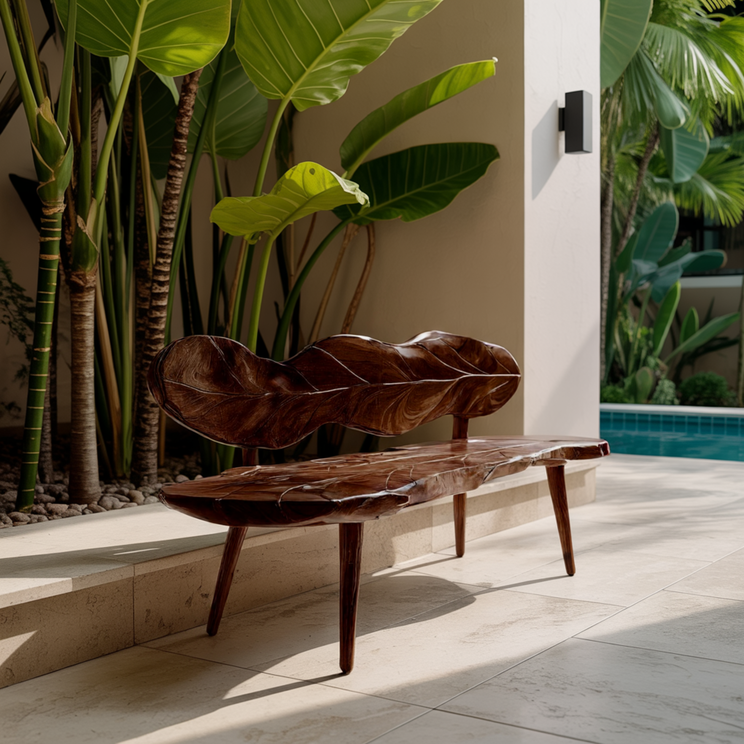 Verdura Leafform Handcrafted Outdoor Bench